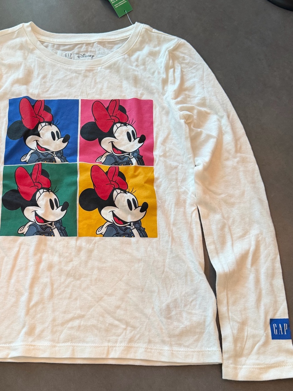 GAP White Long-Sleeve Tee with Color Block Minnie Pop Art